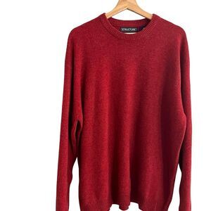 Vintage Structure Mens Lambswool Crewneck Sweater Size XL Preppy Grandpa 90s